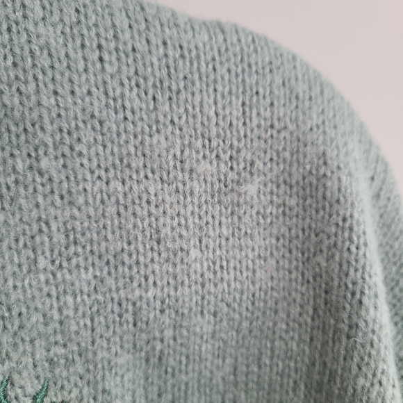 Sage Green Cropped Strawberry Cardigan - Picture 11 of 12